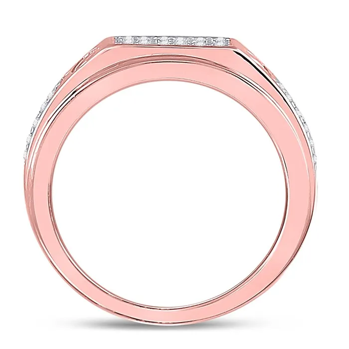 Rings gndatlanta 10k Rose Gold Round Diamond Screw Band Ring 14 Cttw