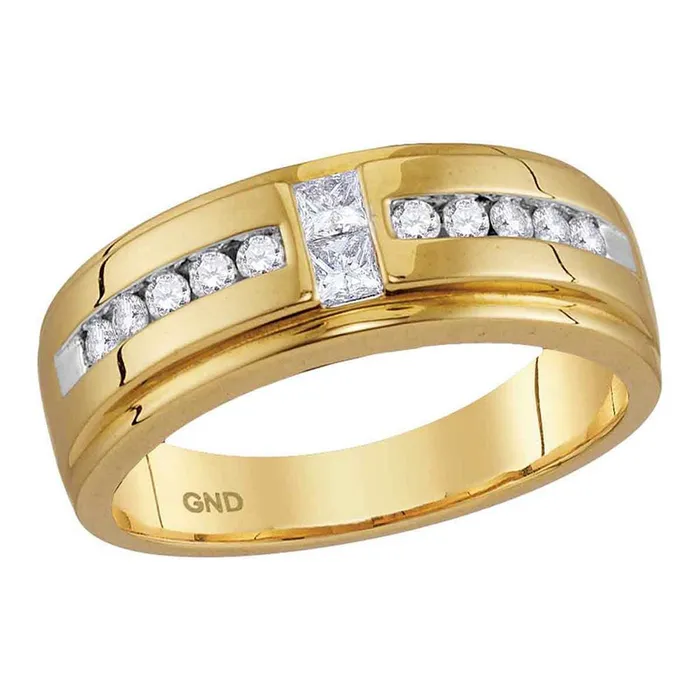 Rings gndatlanta 10k Yellow Gold Princess Diamond Wedding 2Stone Band Ring 12 Cttw Rings gndatlanta 10k Yellow Gold Princess Diamond Wedding 2Stone Band Ring 12 Cttw