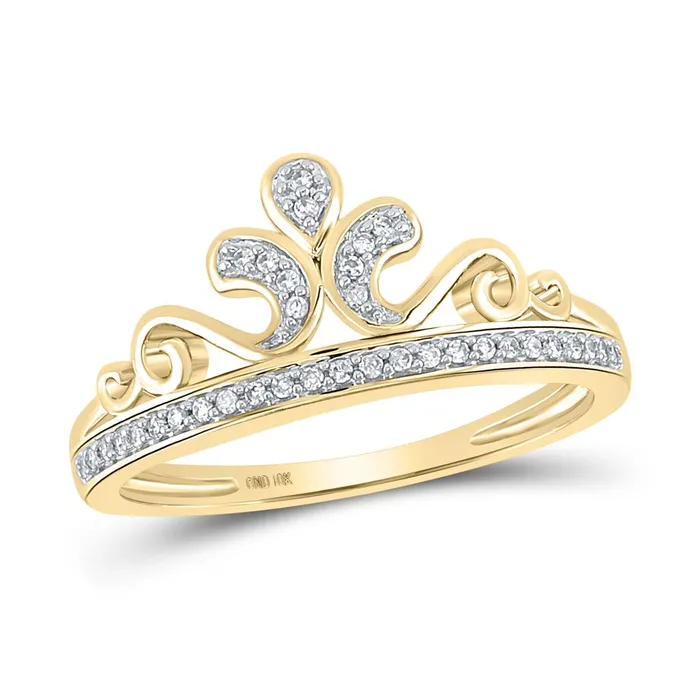 Rings gndatlanta 10k Yellow Gold Round Diamond Crown Tiara Band Ring 110 Cttw Rings gndatlanta 10k Yellow Gold Round Diamond Crown Tiara Band Ring 110 Cttw