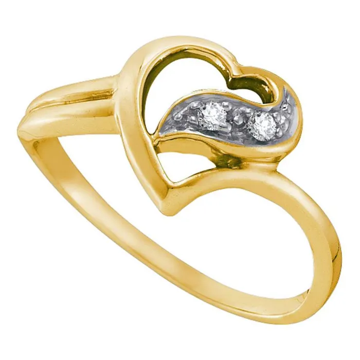 Rings gndatlanta 10k Yellow Gold Round Diamond Simple Heart Ring 120 Cttw Rings gndatlanta 10k Yellow Gold Round Diamond Simple Heart Ring 120 Cttw