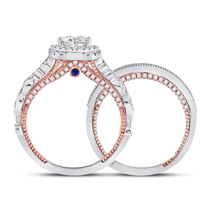 Rings gndatlanta 14k Twotone Gold Princess Diamond Bridal Wedding Ring Set 113 Cttw Certified