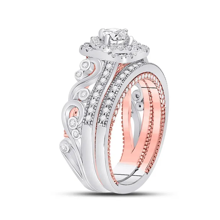 Rings gndatlanta 14k Twotone Gold Princess Diamond Bridal Wedding Ring Set 113 Cttw Certified