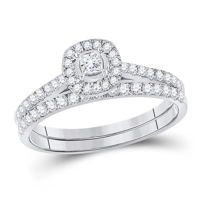 Rings gndatlanta 14k White Gold Princess Diamond Bridal Wedding Ring Set 12 Cttw Rings gndatlanta 14k White Gold Princess Diamond Bridal Wedding Ring Set 12 Cttw