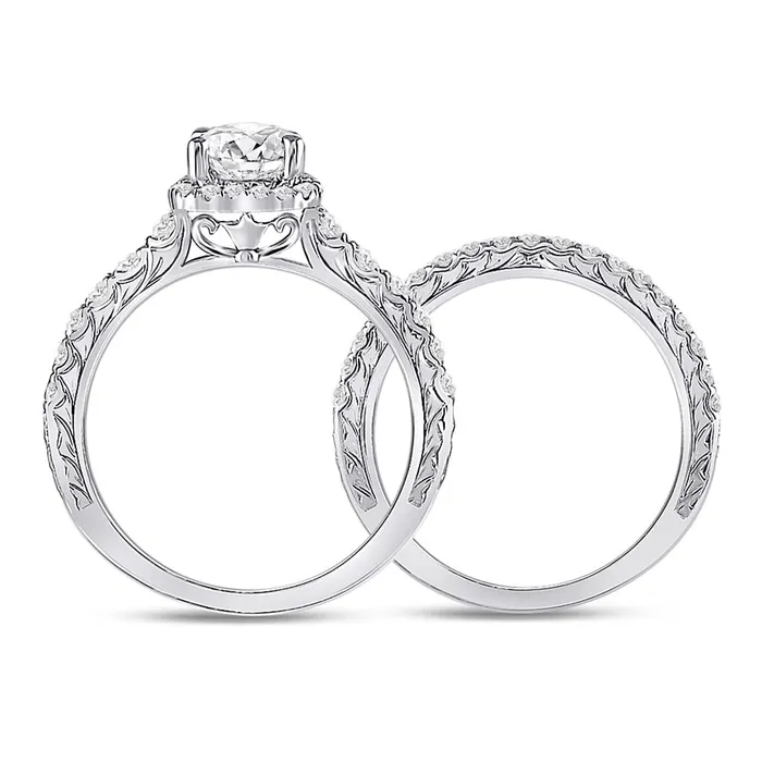 Rings gndatlanta 14k White Gold Round Diamond Bridal Wedding Ring Set 112 Cttw