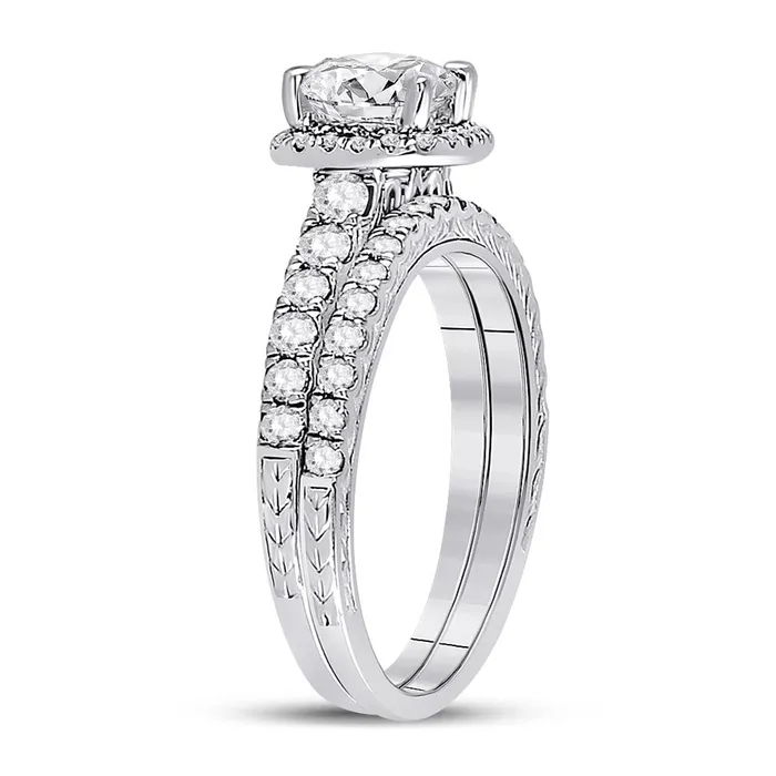 Rings gndatlanta 14k White Gold Round Diamond Bridal Wedding Ring Set 112 Cttw