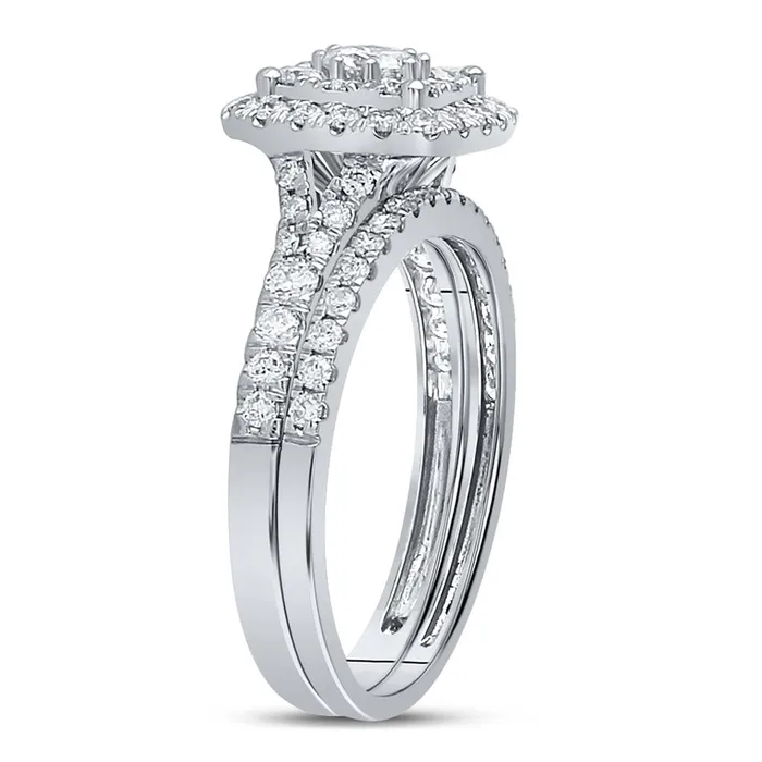 Rings gndatlanta 14k White Gold Round Diamond Bridal Wedding Ring Set 1 Cttw Certified