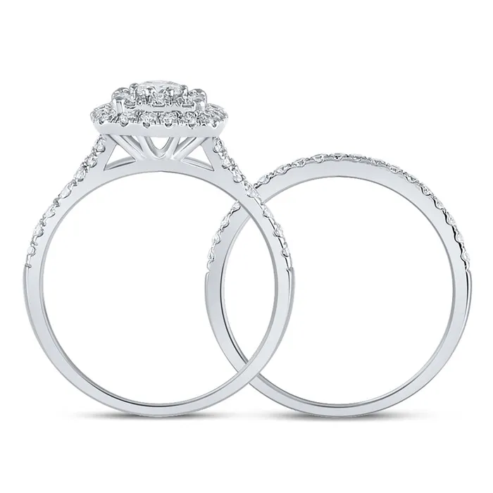 Rings gndatlanta 14k White Gold Round Diamond Bridal Wedding Ring Set 1 Cttw Certified