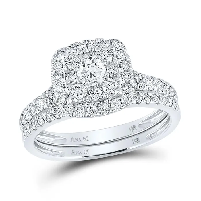 Rings gndatlanta 14k White Gold Round Diamond Bridal Wedding Ring Set 1 Cttw Certified