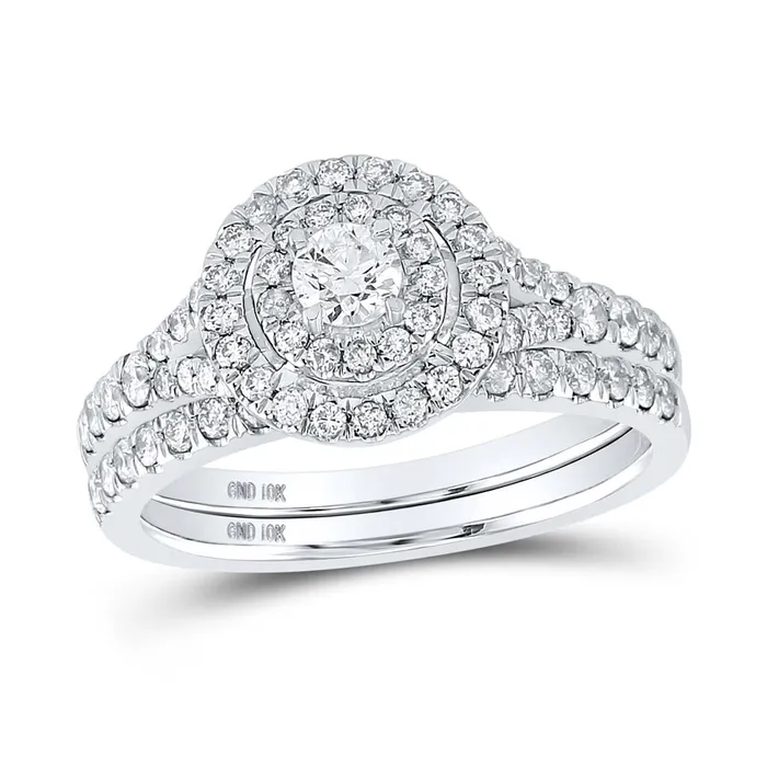 Rings gndatlanta 14k White Gold Round Diamond Bridal Wedding Ring Set 1 Cttw Certified