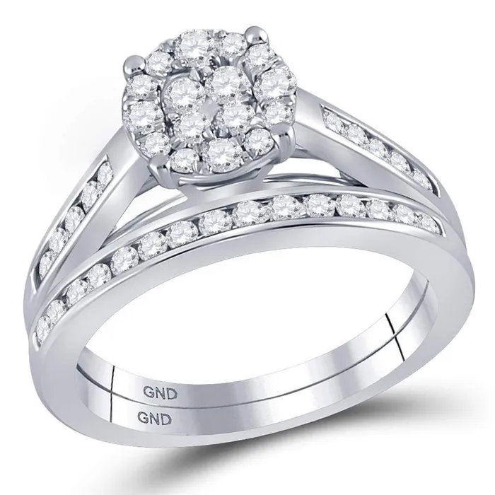 Rings gndatlanta 14k White Gold Round Diamond Bridal Wedding Ring Set 34 Cttw Rings gndatlanta 14k White Gold Round Diamond Bridal Wedding Ring Set 34 Cttw