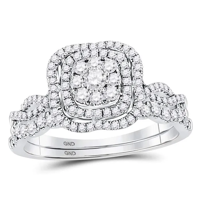Rings gndatlanta 14k White Gold Round Diamond Bridal Wedding Ring Set 58 Cttw Rings gndatlanta 14k White Gold Round Diamond Bridal Wedding Ring Set 58 Cttw