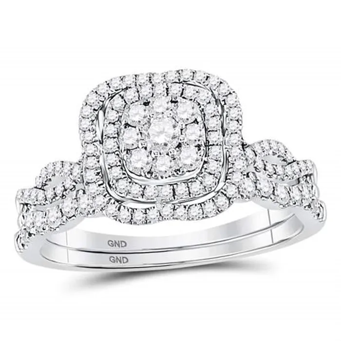 Rings gndatlanta 14k White Gold Round Diamond Bridal Wedding Ring Set 58 Cttw