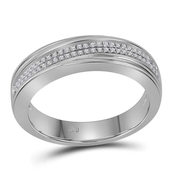 Rings gndatlanta 14k White Gold Round Diamond Double Row Wedding Band Ring 15 Cttw Rings gndatlanta 14k White Gold Round Diamond Double Row Wedding Band Ring 15 Cttw