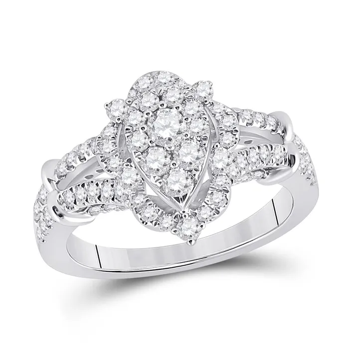 Rings gndatlanta 14k White Gold Round Diamond Marquiseshape Cluster Ring 1 Cttw Rings gndatlanta 14k White Gold Round Diamond Marquiseshape Cluster Ring 1 Cttw