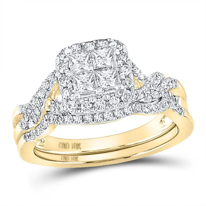 Rings gndatlanta 14k Yellow Gold Princess Diamond Bridal Wedding Ring Set 1 Cttw Rings gndatlanta 14k Yellow Gold Princess Diamond Bridal Wedding Ring Set 1 Cttw