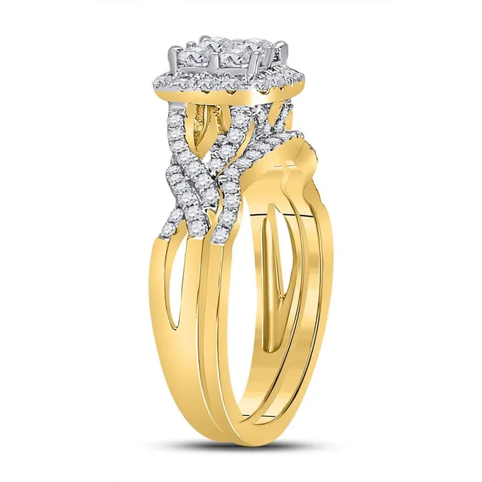 Rings gndatlanta 14k Yellow Gold Princess Diamond Bridal Wedding Ring Set 1 Cttw
