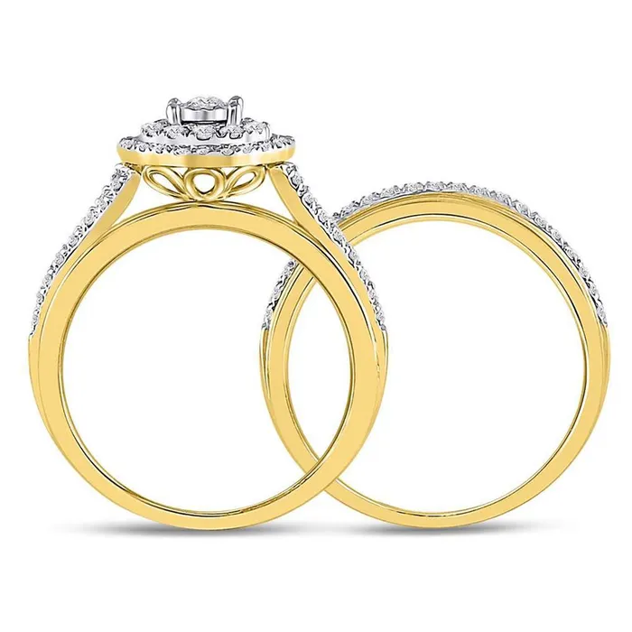 Rings gndatlanta 14k Yellow Gold Round Diamond Bridal Wedding Ring Set 12 Cttw