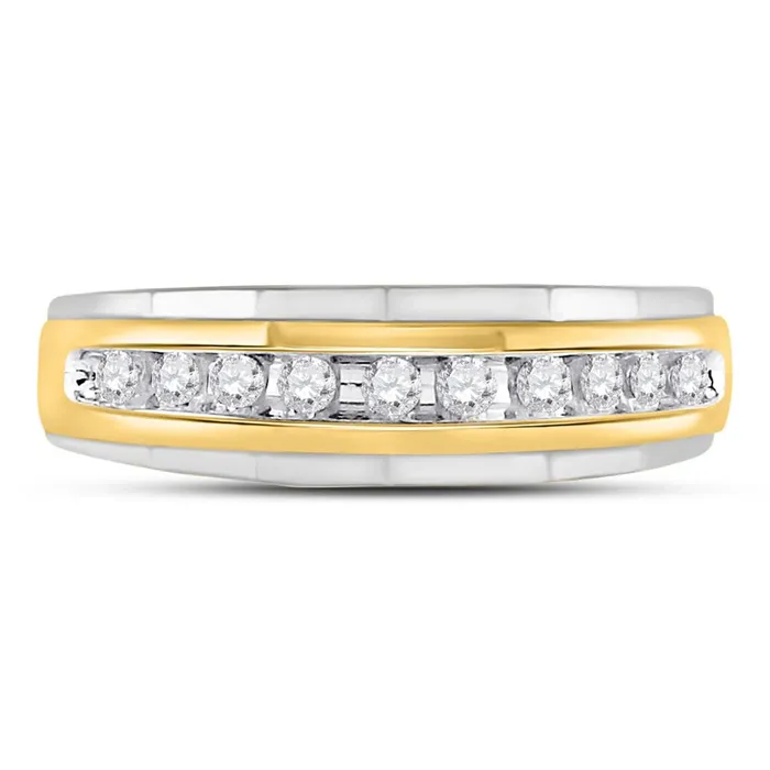 Rings gndatlanta 14k Yellow Gold Round Diamond Wedding Band Ring 14 Cttw