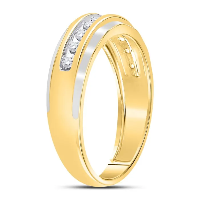 Rings gndatlanta 14k Yellow Gold Round Diamond Wedding Band Ring 14 Cttw