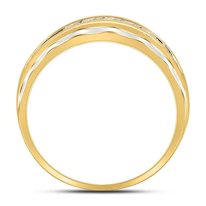 Rings gndatlanta 14k Yellow Gold Round Diamond Wedding Band Ring 14 Cttw