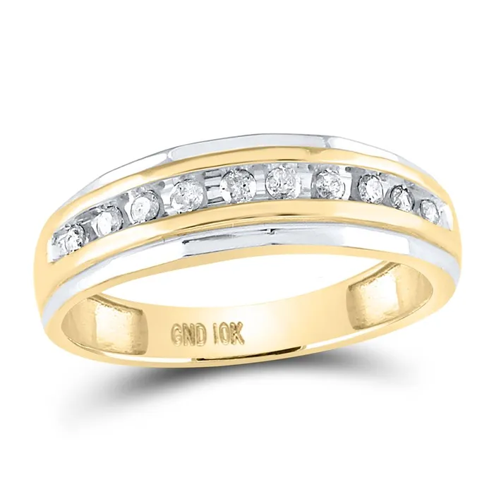 Rings gndatlanta 14k Yellow Gold Round Diamond Wedding Band Ring 14 Cttw
