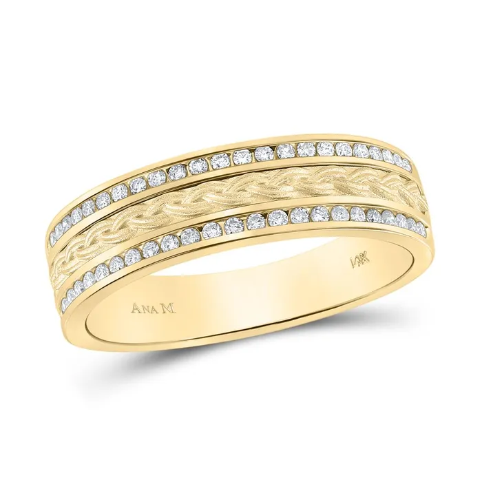 Rings gndatlanta 14k Yellow Gold Round Diamond Wedding Braid Band Ring 13 Cttw Rings gndatlanta 14k Yellow Gold Round Diamond Wedding Braid Band Ring 13 Cttw