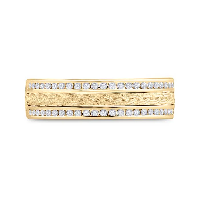 Rings gndatlanta 14k Yellow Gold Round Diamond Wedding Braid Band Ring 13 Cttw