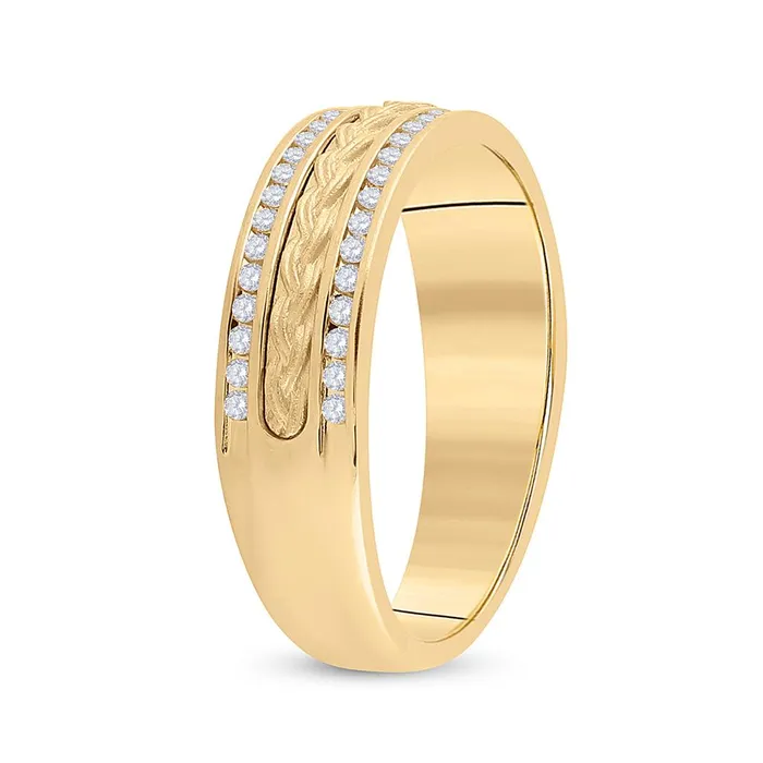 Rings gndatlanta 14k Yellow Gold Round Diamond Wedding Braid Band Ring 13 Cttw