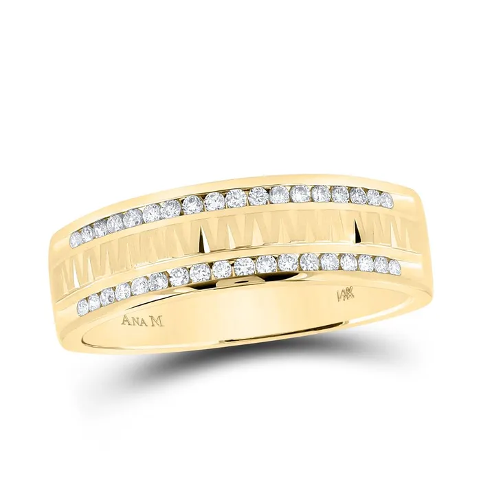 Rings gndatlanta 14k Yellow Gold Round Diamond Wedding Double Row Band Ring 14 Cttw Rings gndatlanta 14k Yellow Gold Round Diamond Wedding Double Row Band Ring 14 Cttw