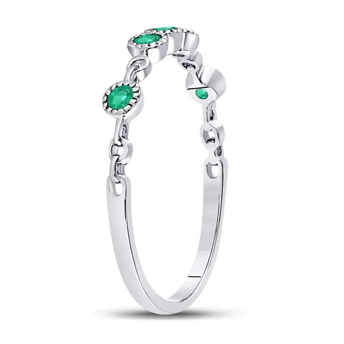 Rings gndatlanta 14kt White Gold Round Emerald Dot Stackable Band Ring 120 Cttw