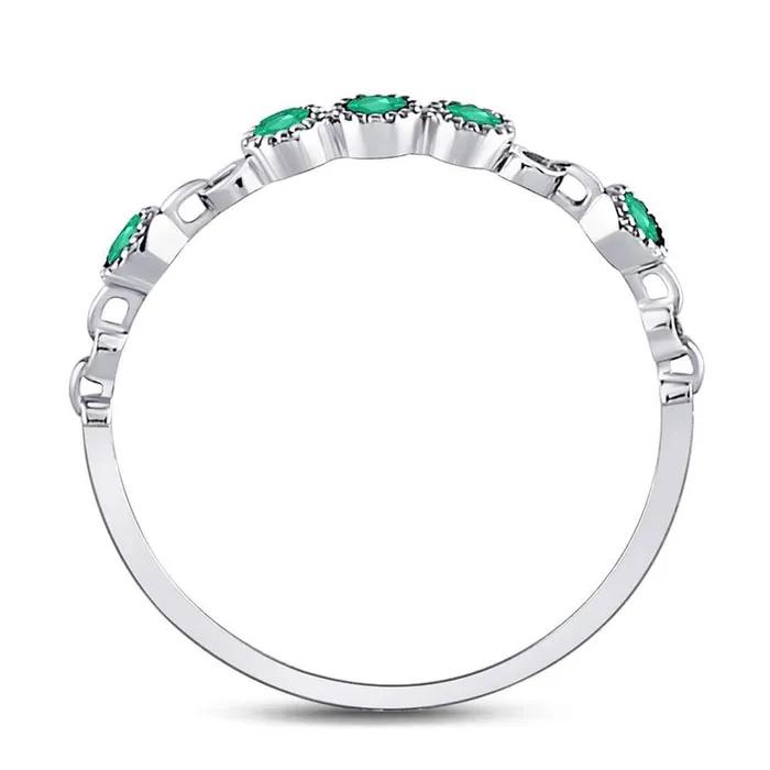 Rings gndatlanta 14kt White Gold Round Emerald Dot Stackable Band Ring 120 Cttw
