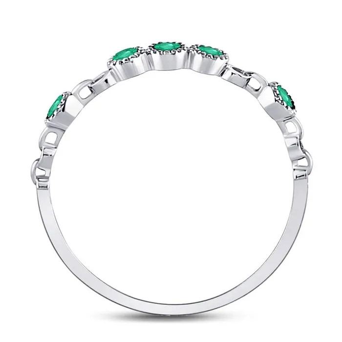 Rings gndatlanta 14kt White Gold Round Emerald Dot Stackable Band Ring 120 Cttw