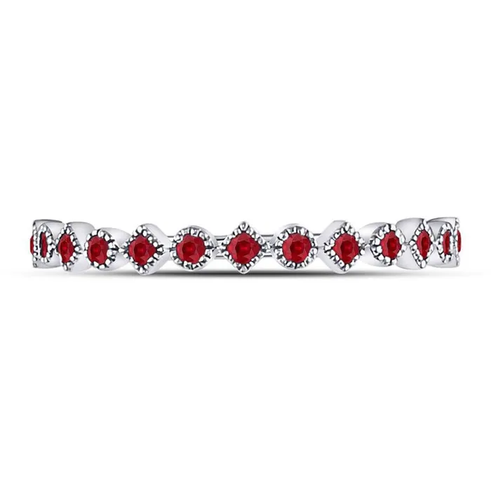 Rings gndatlanta 14kt White Gold Round Ruby Square Dot Stackable Band Ring 15 Cttw