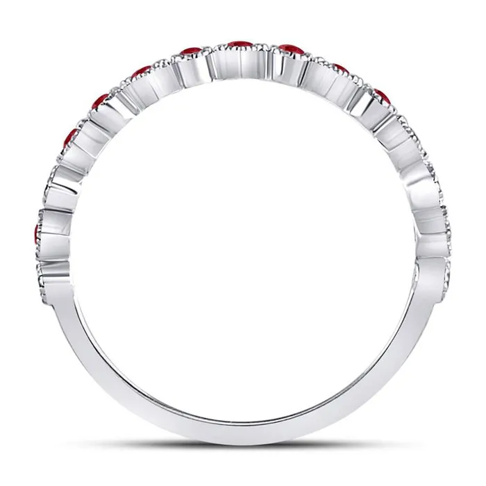 Rings gndatlanta 14kt White Gold Round Ruby Square Dot Stackable Band Ring 15 Cttw
