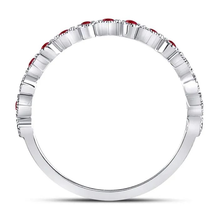 Rings gndatlanta 14kt White Gold Round Ruby Square Dot Stackable Band Ring 15 Cttw