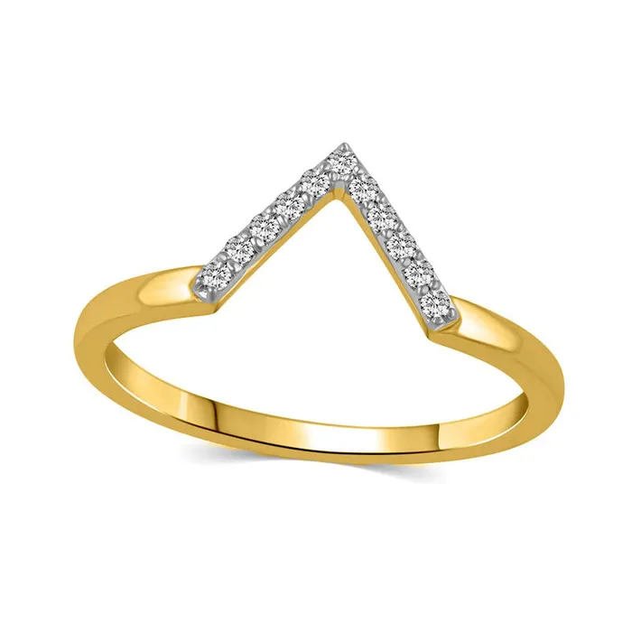 Rings Goldia 010 CT TW Natural Diamond V Chevron Ring in Solid 14K Gold
