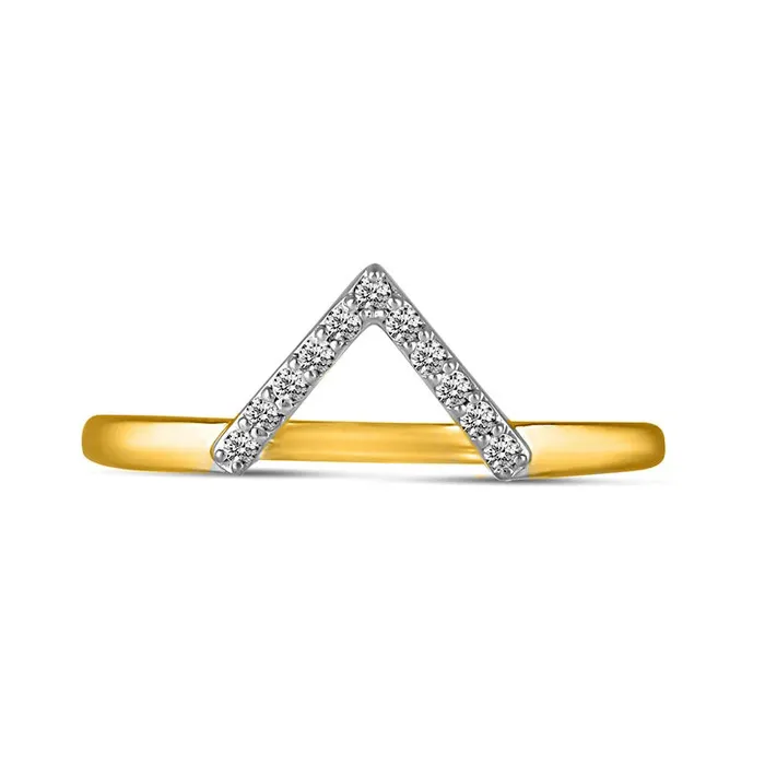 Rings Goldia 010 CT TW Natural Diamond V Chevron Ring in Solid 14K Gold Rings Goldia 010 CT TW Natural Diamond V Chevron Ring in Solid 14K Gold