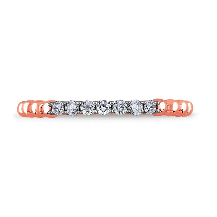 Rings Goldia 013 CT TW Natural Diamond Beaded Shank Stackable Band in Solid 10K Rose Gold Rings Goldia 013 CT TW Natural Diamond Beaded Shank Stackable Band in Solid 10K Rose Gold