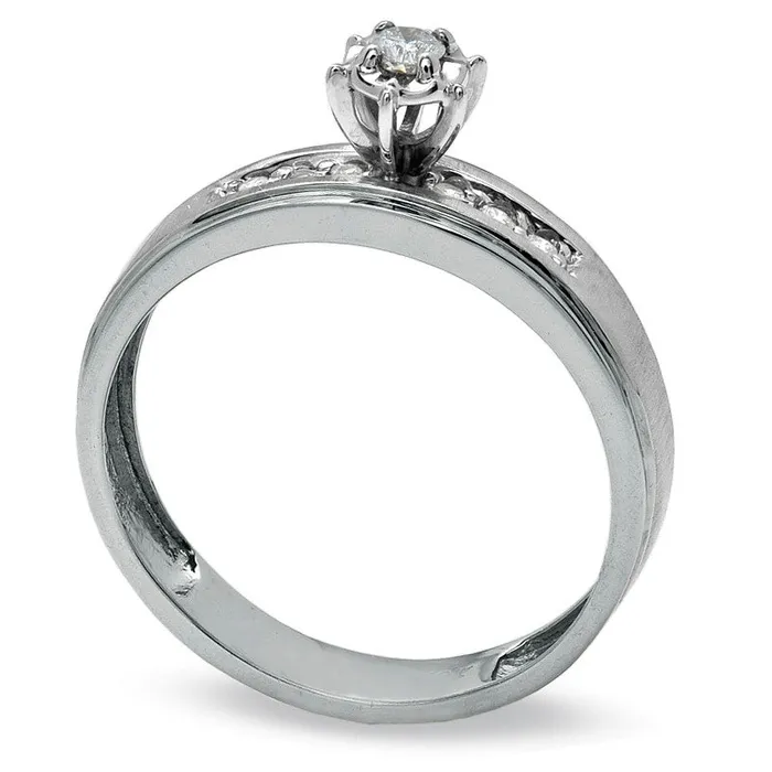 Rings Goldia 013 CT TW Natural Diamond Engagement Ring in Solid 10K White Gold Rings Goldia 013 CT TW Natural Diamond Engagement Ring in Solid 10K White Gold