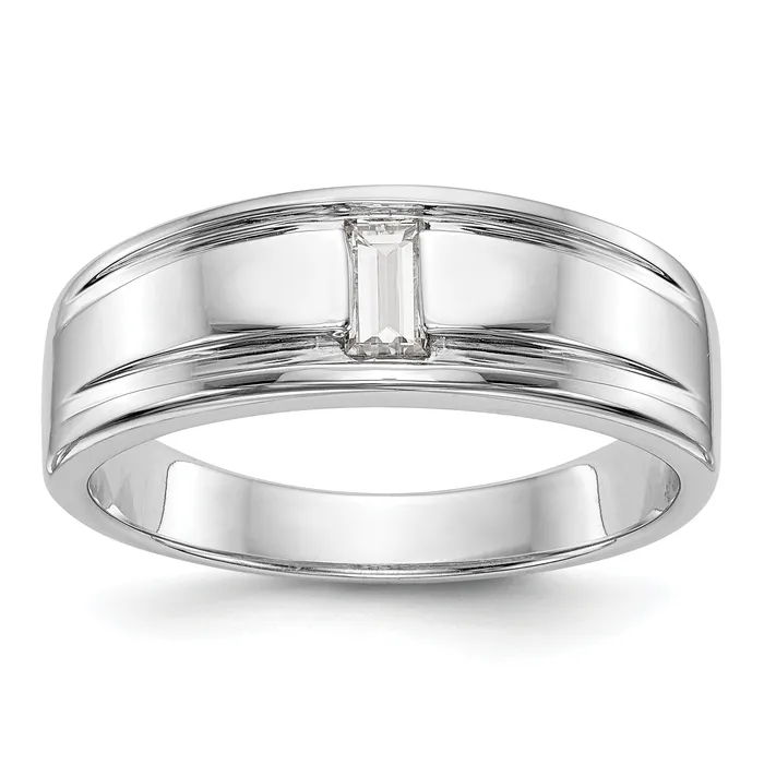 Rings Goldia 020ct CZ Solid Real 14K White Gold Mens Wedding Band Ring Rings Goldia 020ct CZ Solid Real 14K White Gold Mens Wedding Band Ring