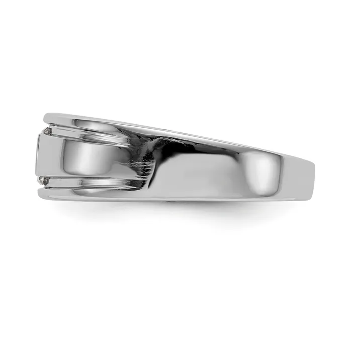 Rings Goldia 020ct CZ Solid Real 14K White Gold Mens Wedding Band Ring