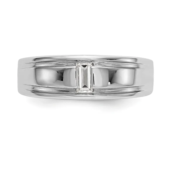 Rings Goldia 020ct CZ Solid Real 14K White Gold Mens Wedding Band Ring