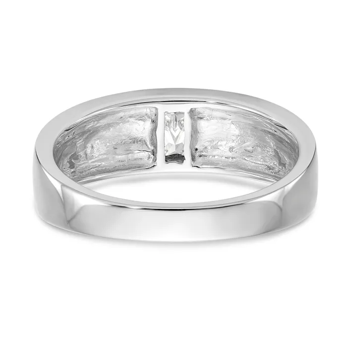 Rings Goldia 020ct CZ Solid Real 14K White Gold Mens Wedding Band Ring