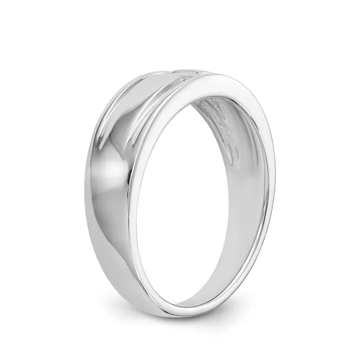 Rings Goldia 020ct CZ Solid Real 14K White Gold Mens Wedding Band Ring