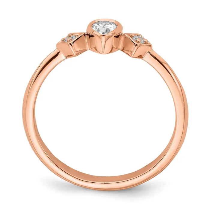 Rings Goldia 024ct CZ Solid Real 14k Rose Gold Polish Petite Pear Complete Dia Ring
