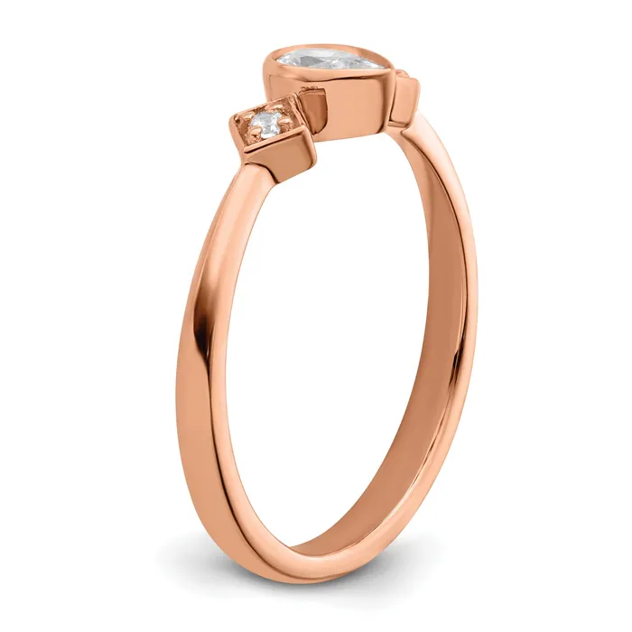 Rings Goldia 024ct CZ Solid Real 14k Rose Gold Polish Petite Pear Complete Dia Ring