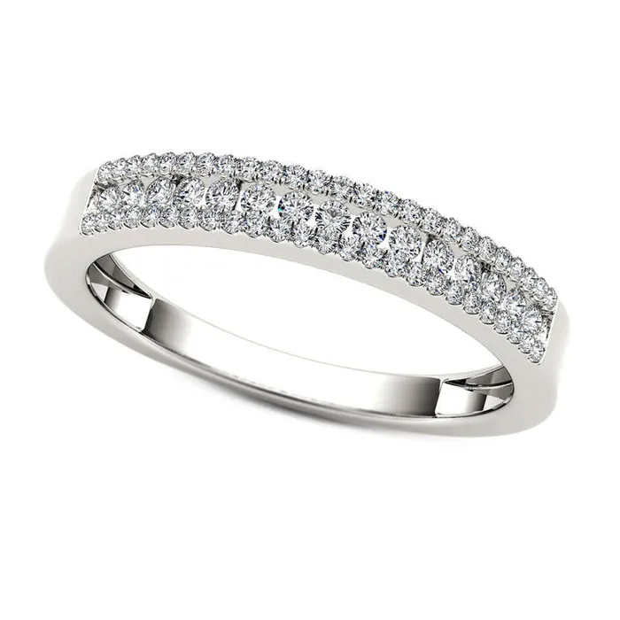 Rings Goldia 025 CT TW Natural Diamond MultiRow Band in Solid 10K White Gold Rings Goldia 025 CT TW Natural Diamond MultiRow Band in Solid 10K White Gold