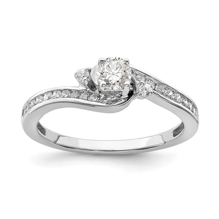 Rings Goldia 025ct CZ Solid Real 14K White Gold Engagement Ring