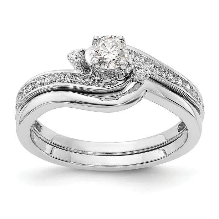 Rings Goldia 025ct CZ Solid Real 14K White Gold Engagement Ring