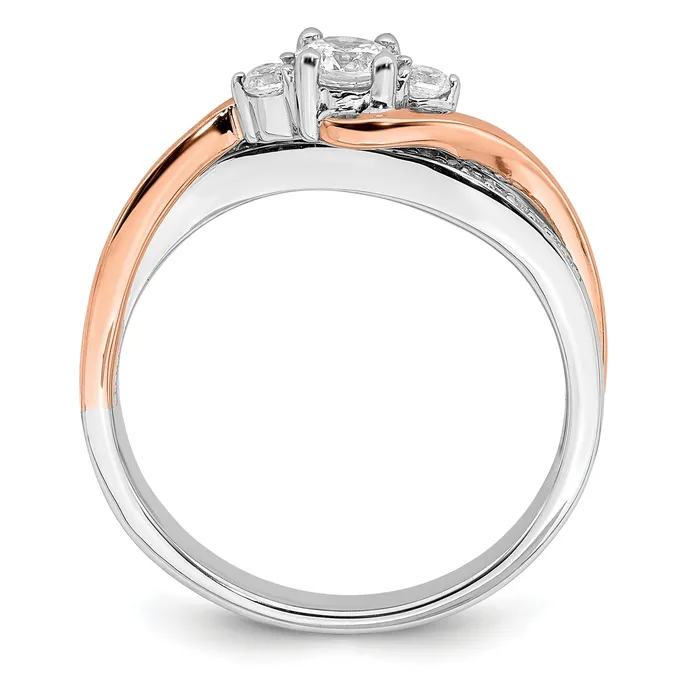 Rings Goldia 025ct CZ Solid Real 14k White u0026 Rose Gold Engagement Ring